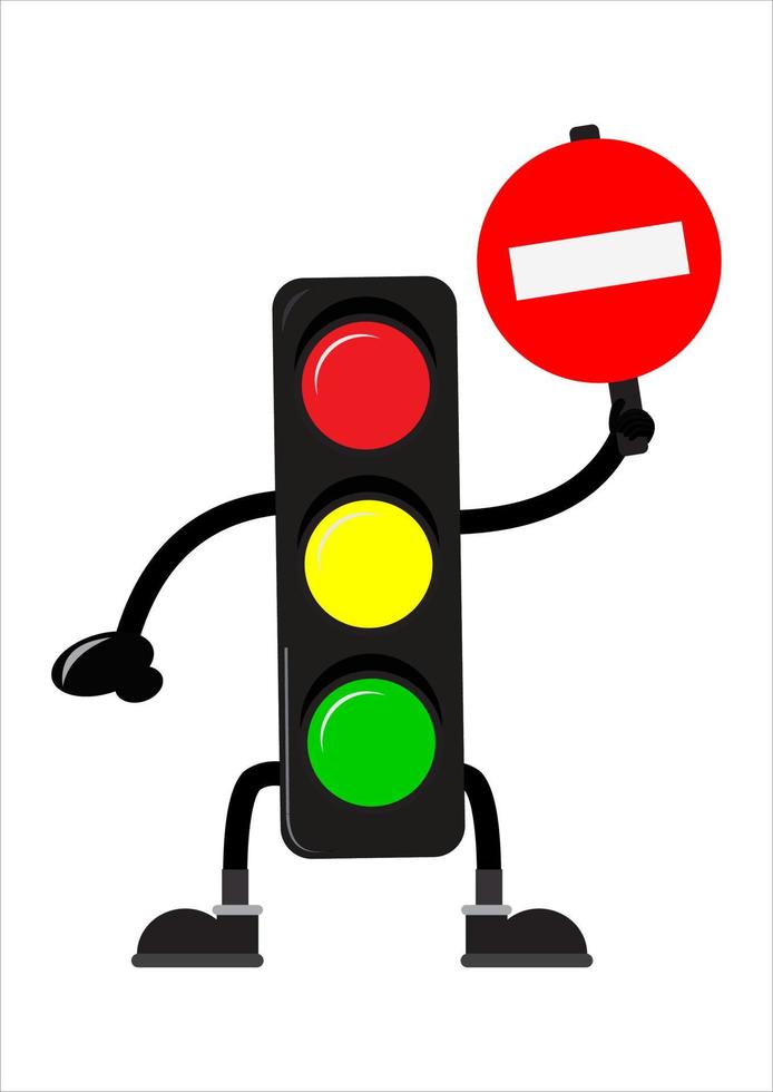 traffic light character with stop sign vector