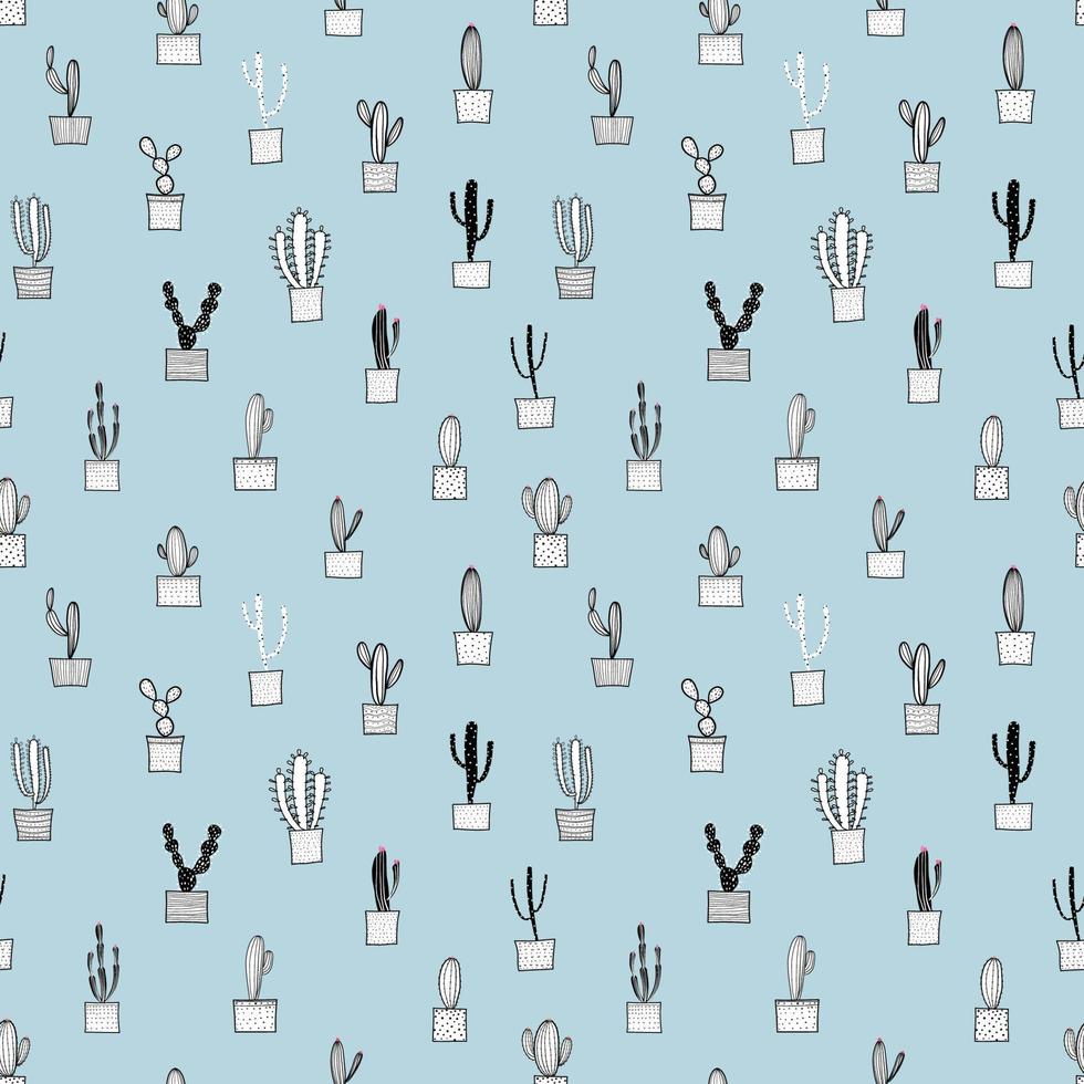Cactus seamless pattern background. Vector illustration for fabric and gift wrap paper design.