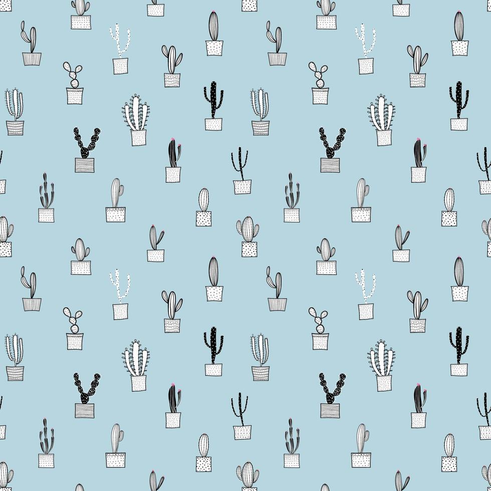 Cactus seamless pattern background. Vector illustration for fabric and gift wrap paper design.