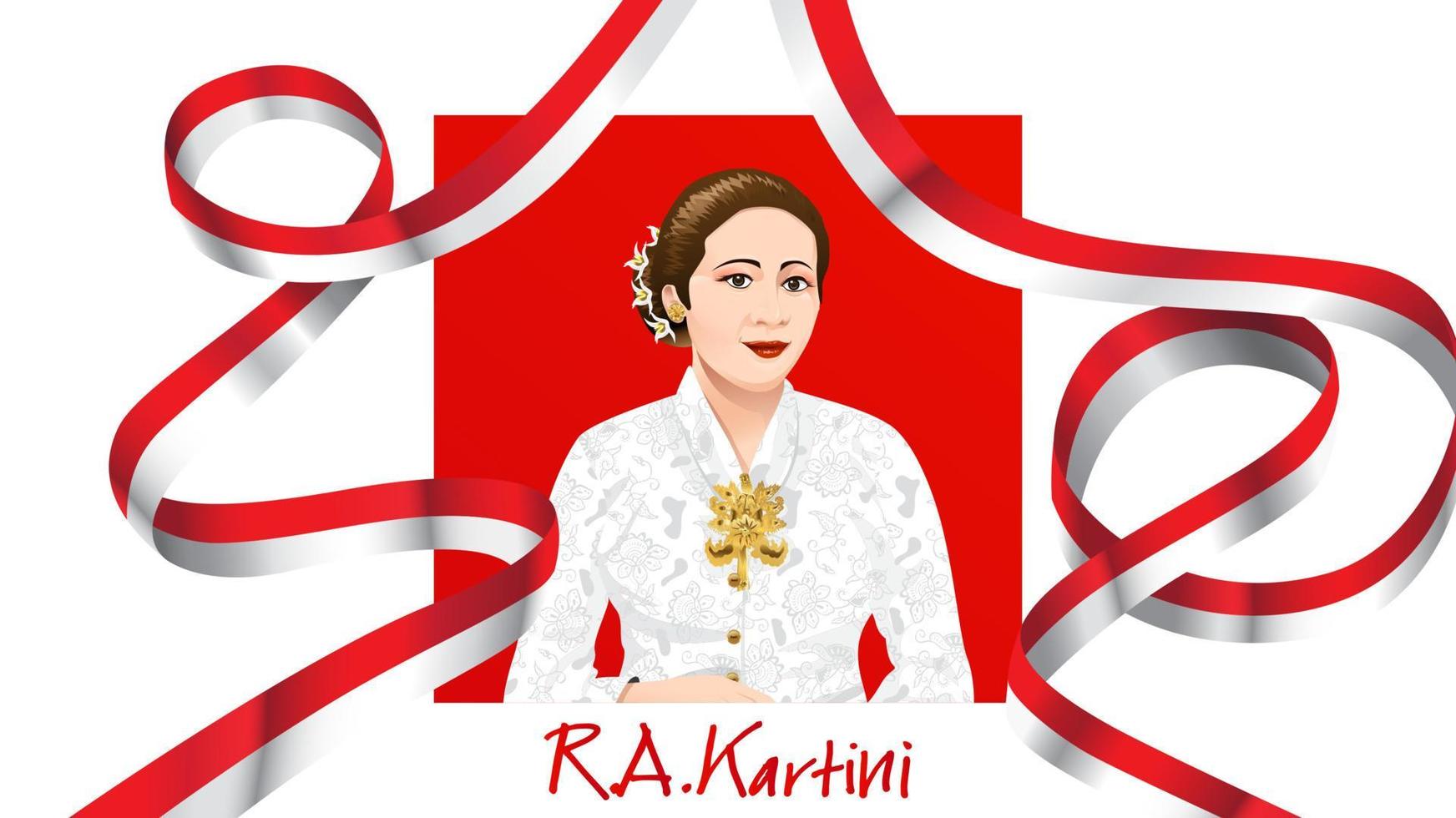 día de kartini, ra kartini los héroes de las mujeres y los derechos humanos en indonesia. fondo de diseño de plantilla de banner - vector