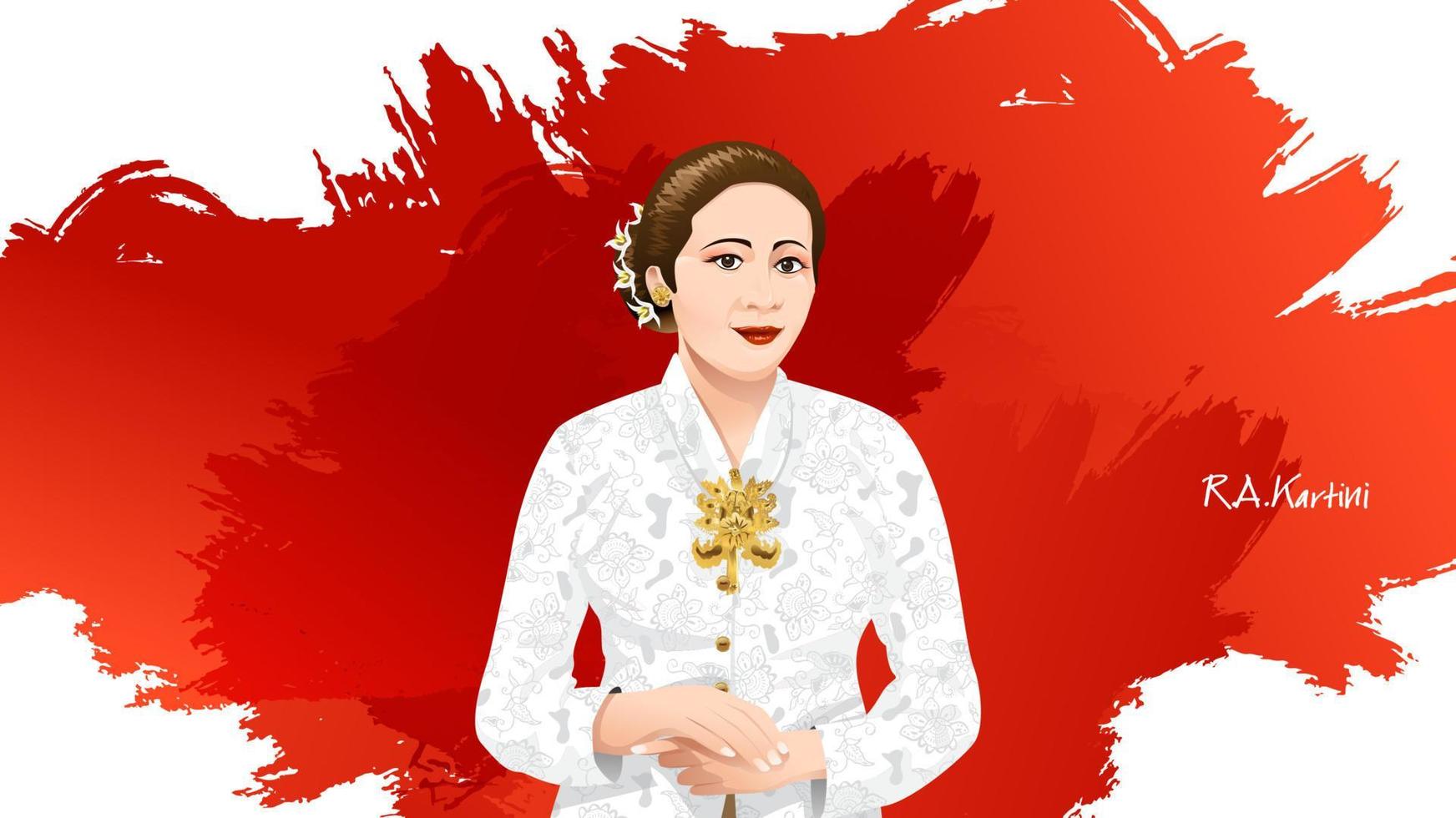 Kartini Day, R A Kartini the heroes of women and human right in Indonesia. banner template design background - Vector