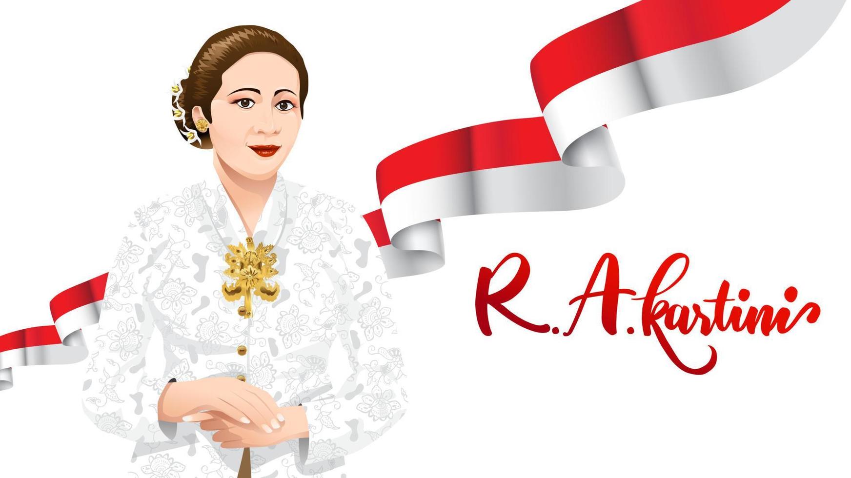 Kartini Day, R A Kartini the heroes of women and human right in Indonesia. banner template design background - Vector