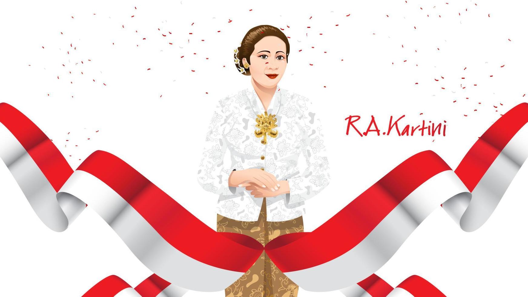 Kartini Day, R A Kartini the heroes of women and human right in Indonesia. banner template design background - Vector