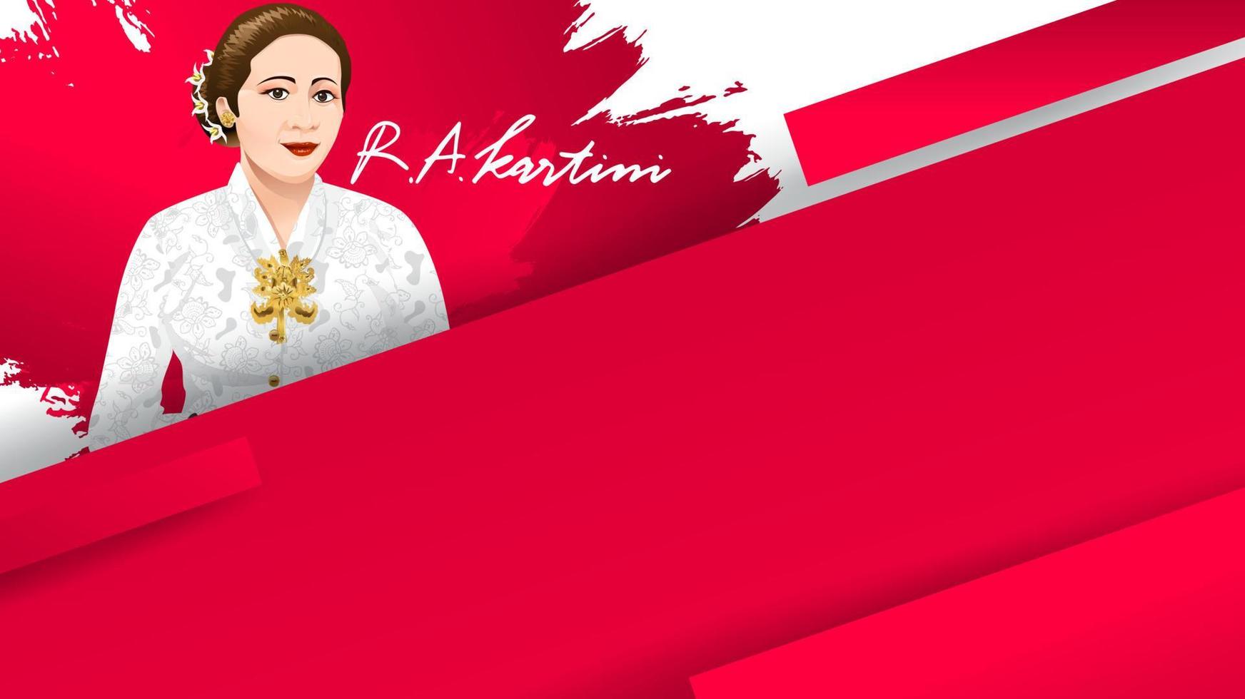 Kartini Day, R A Kartini the heroes of women and human right in Indonesia. banner template design background - Vector