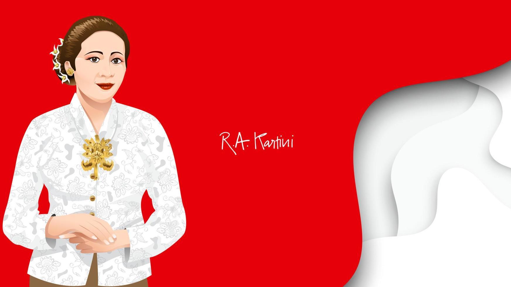 Kartini Day, R A Kartini the heroes of women and human right in Indonesia. banner template design background - Vector