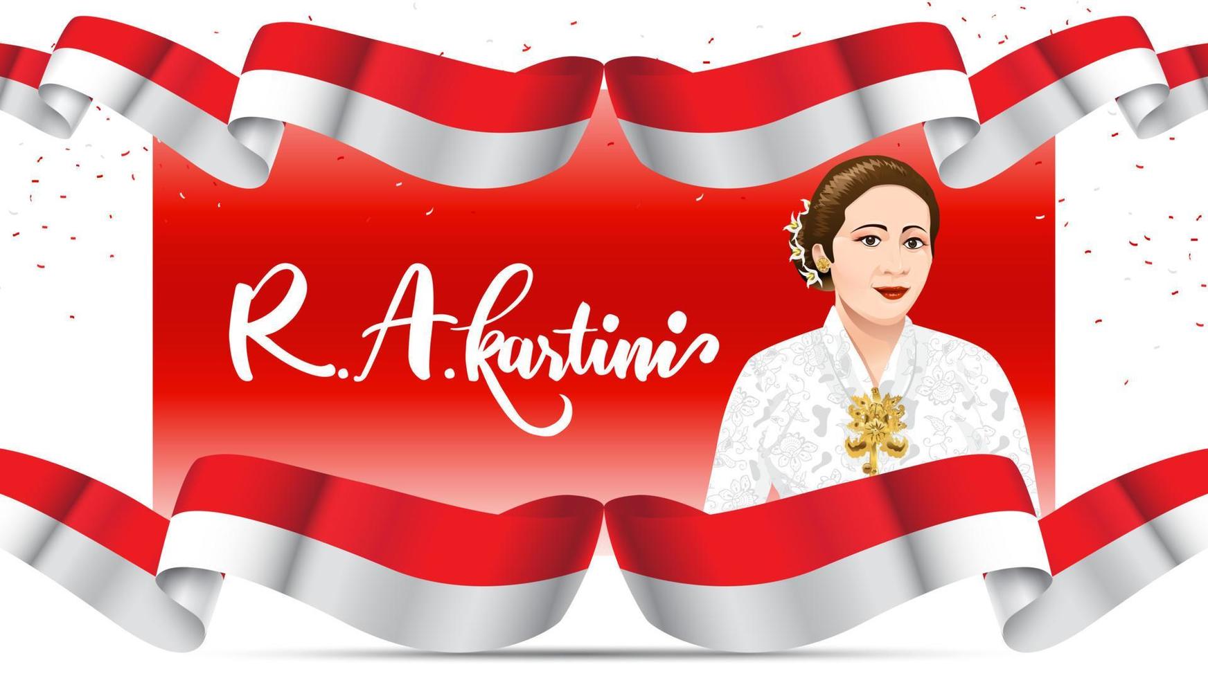 día de kartini, ra kartini los héroes de las mujeres y los derechos humanos en indonesia. fondo de diseño de plantilla de banner - vector