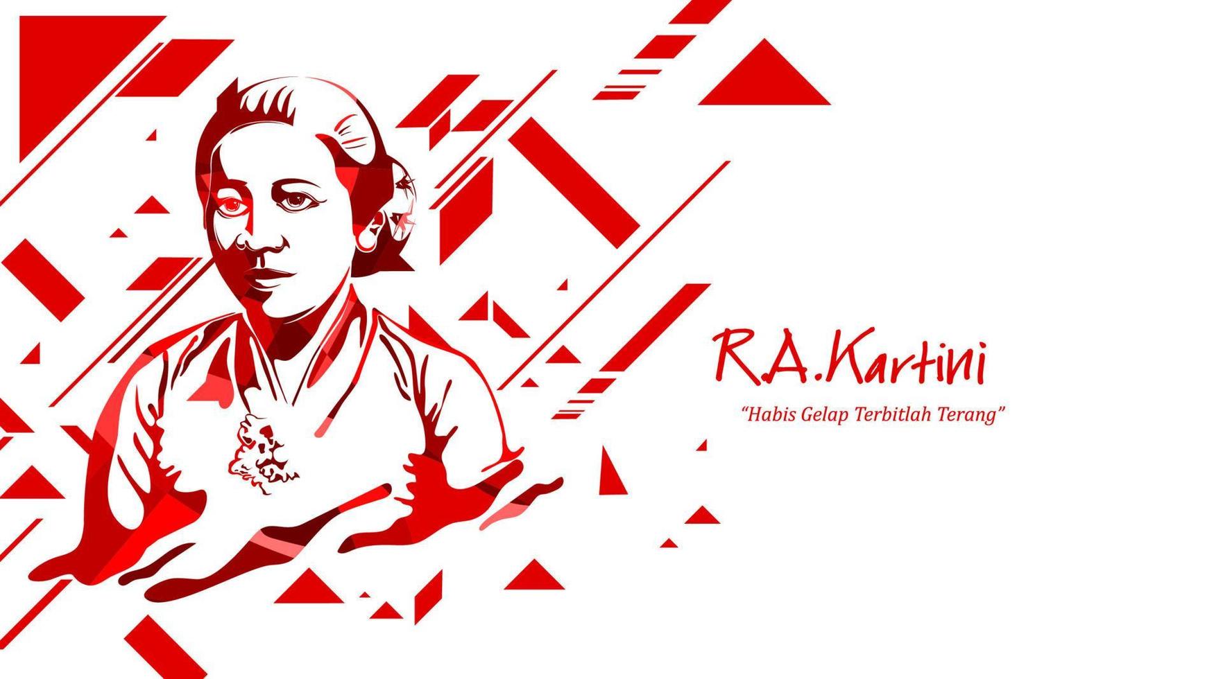 raden adjeng kartini los héroes de las mujeres y los derechos humanos en indonesia con un concepto de triángulo futurista abstracto. - vectores
