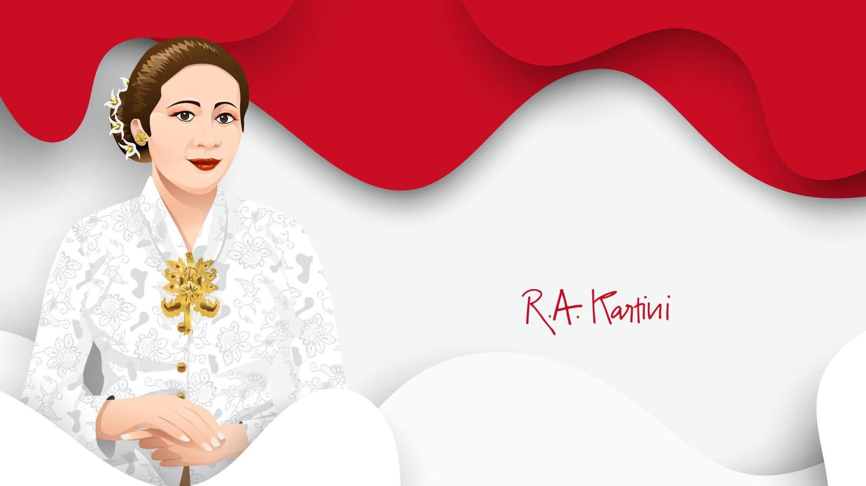 Kartini Day, R A Kartini the heroes of women and human right in Indonesia. banner template design background - Vector