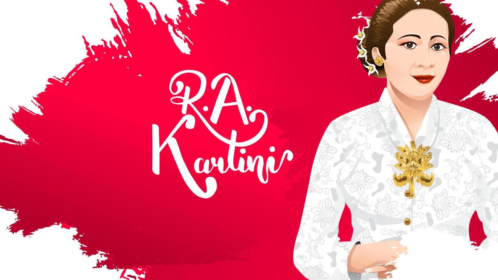 Kartini Day, R A Kartini the heroes of women and human right in Indonesia. banner template design background - Vector