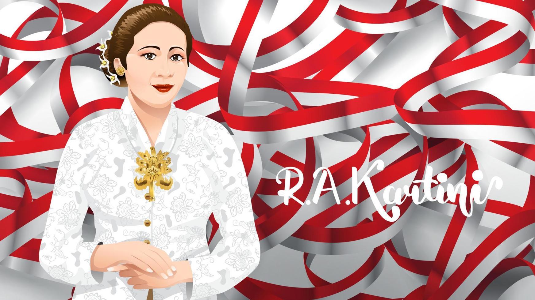 Kartini Day, R A Kartini the heroes of women and human right in Indonesia. banner template design background - Vector