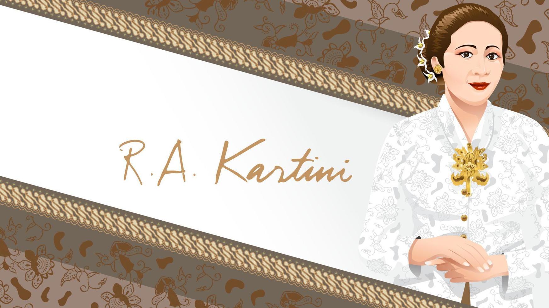 Kartini Day, R A Kartini the heroes of women and human right in Indonesia. banner template design background - Vector