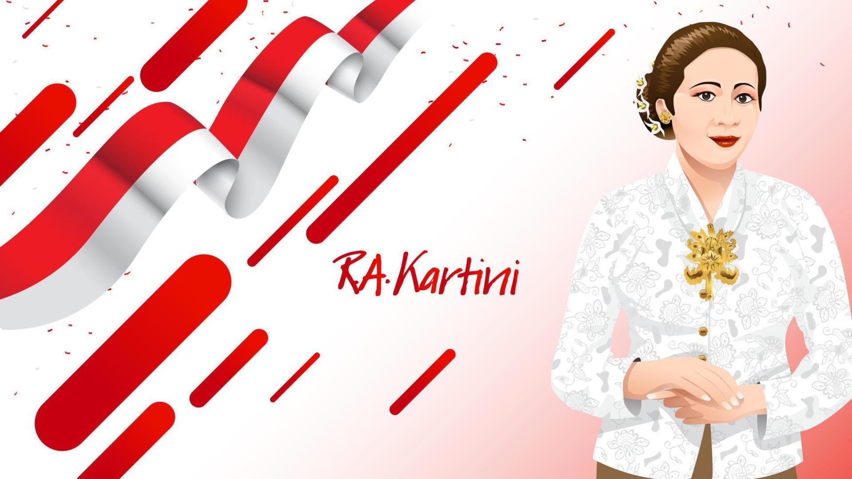 Kartini Day, R A Kartini the heroes of women and human right in Indonesia. banner template design background - Vector