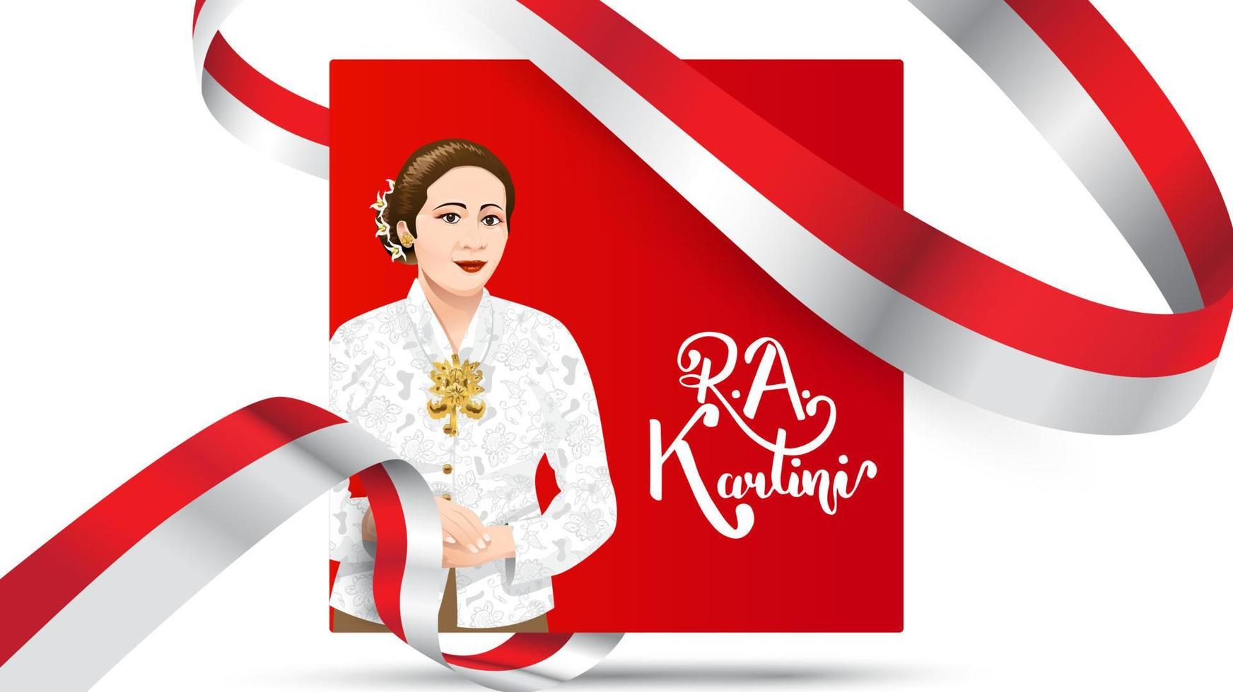 Kartini Day, R A Kartini the heroes of women and human right in Indonesia. banner template design background - Vector