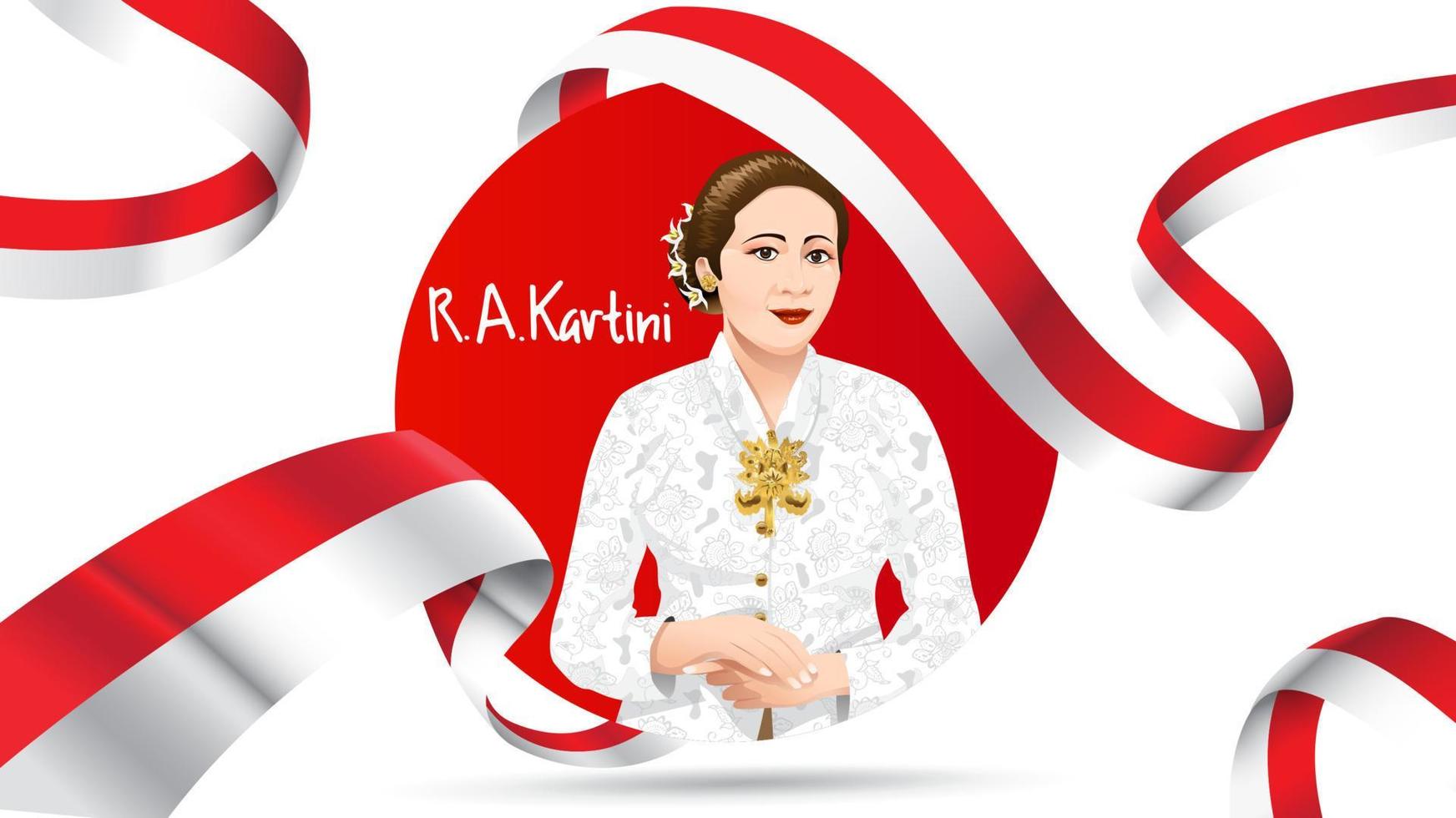 Kartini Day, R A Kartini the heroes of women and human right in Indonesia. banner template design background - Vector