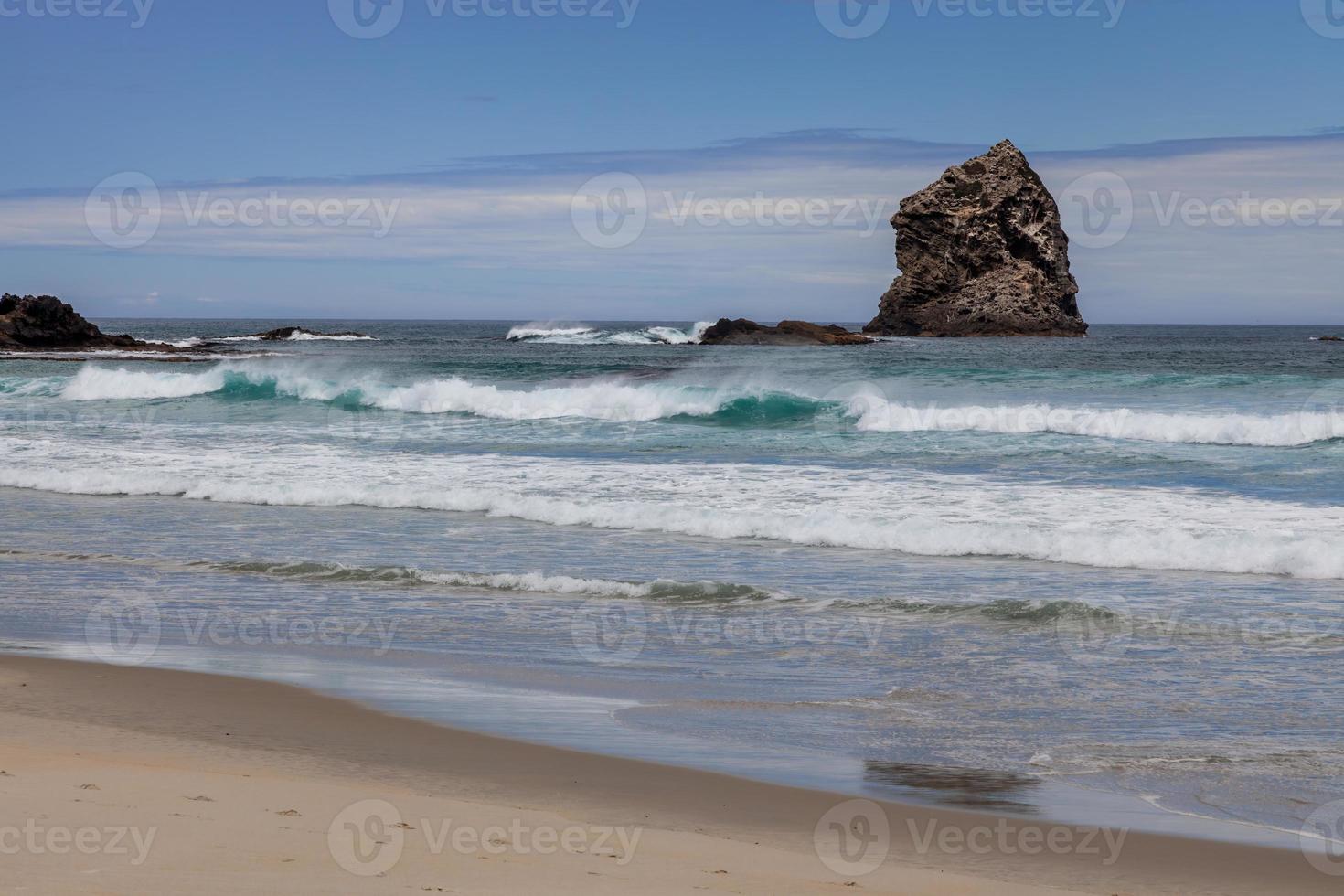 View offshore from Sandfly Bay in the South Island of New Zealand photo