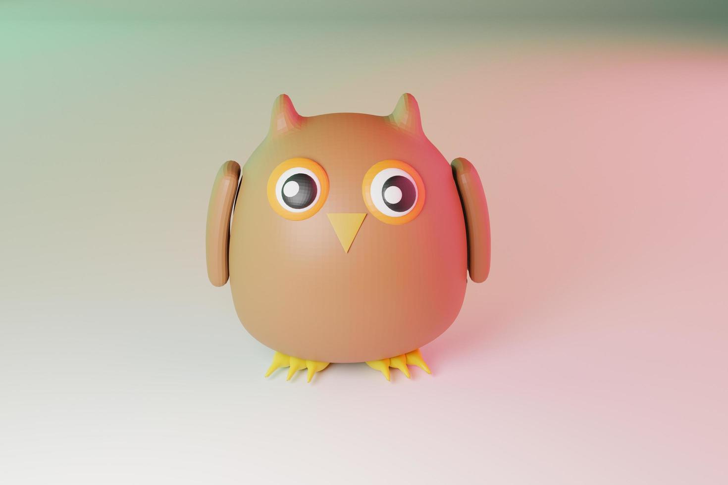 ovely owl cartoon character, 3d illustration photo