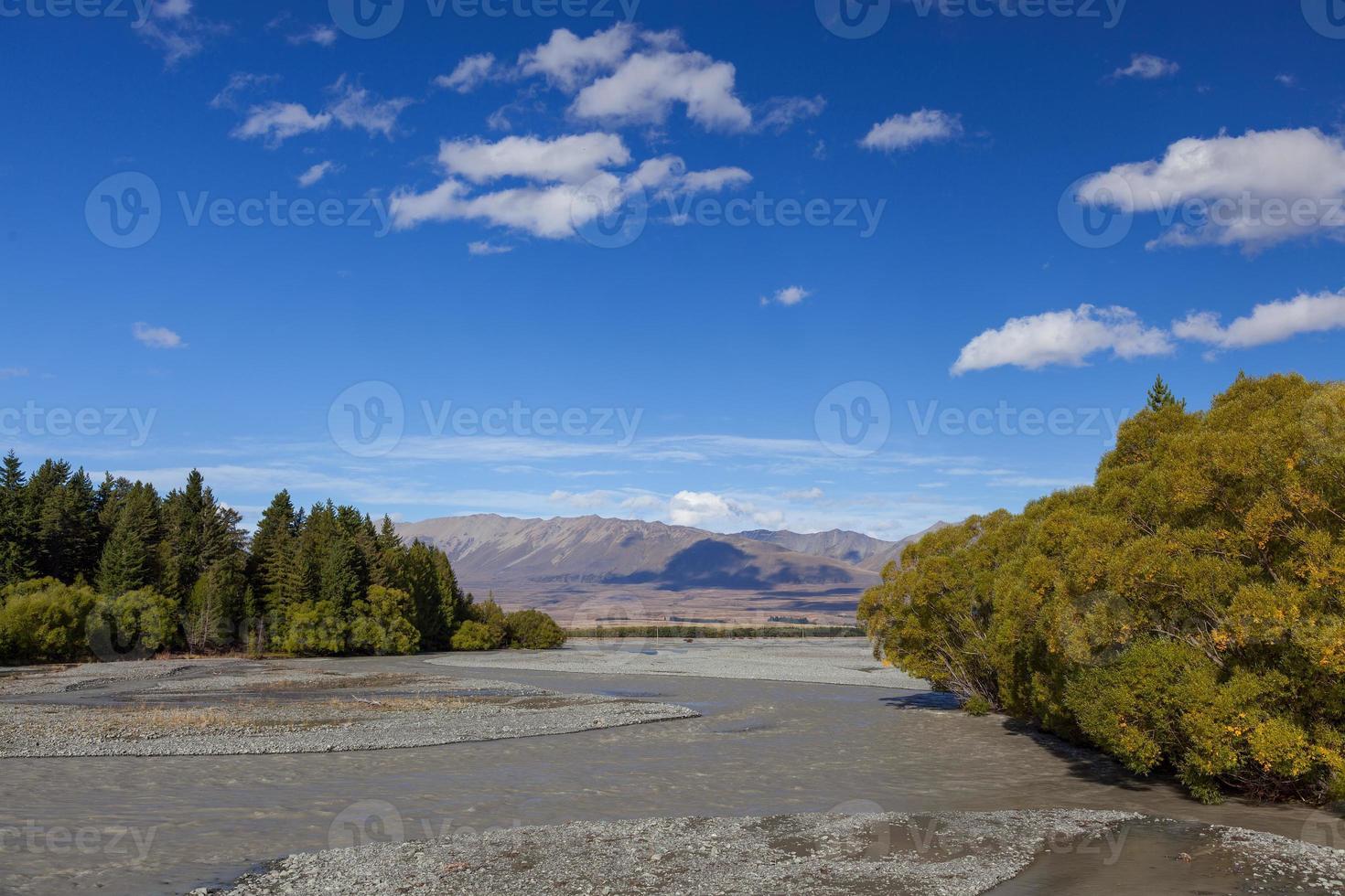 vista panorámica del río waitaki foto