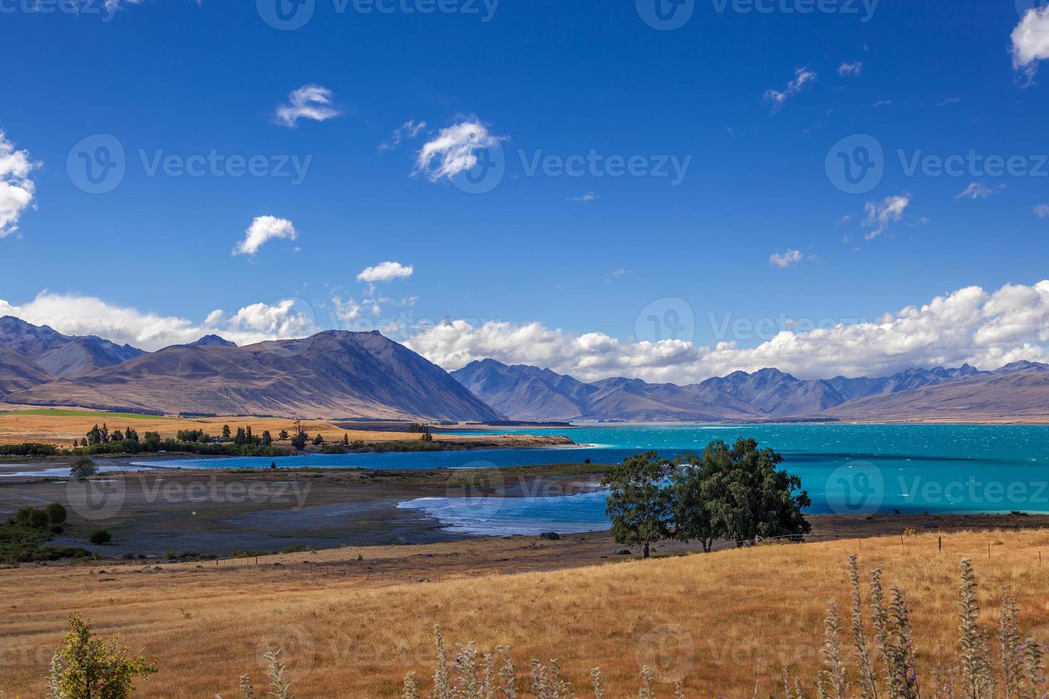 Distant View of Lake Tekapo on a Summer's Day photo