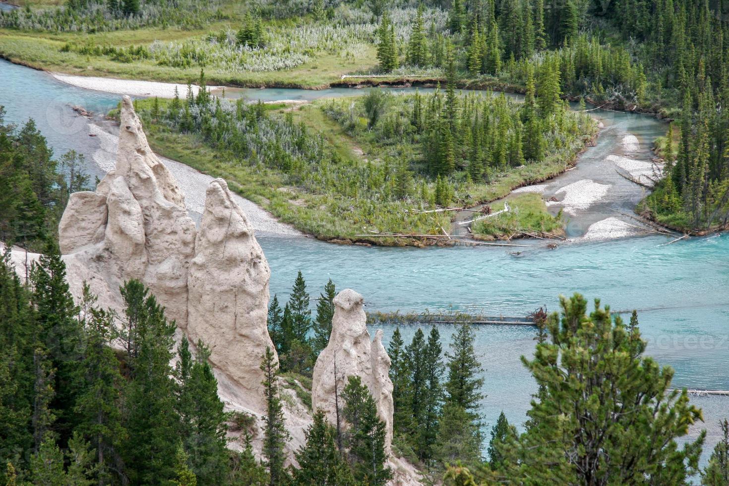 Bow River and the Hoodoos near Banff photo