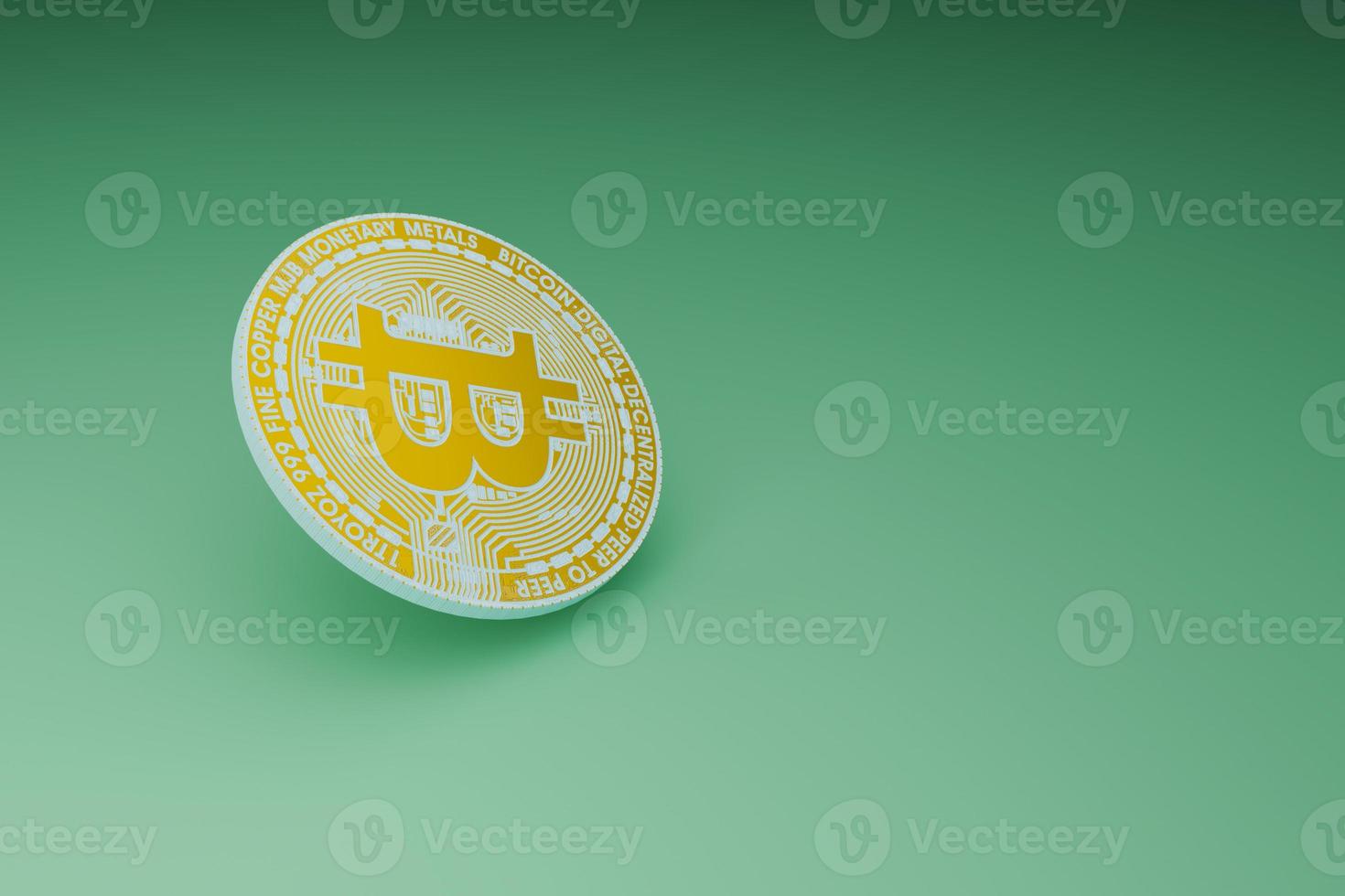 Minimal Bitcoin mining on green background photo