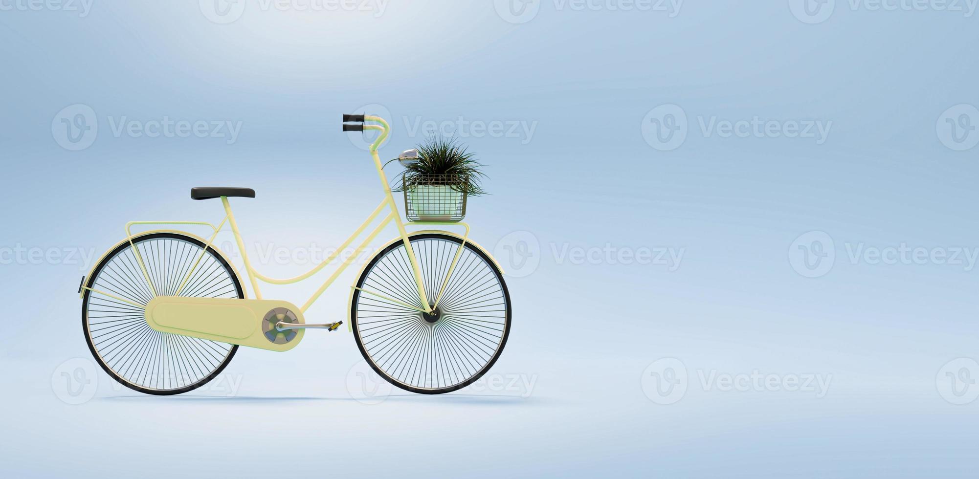 Vintage bicycle with tree pot in basket photo