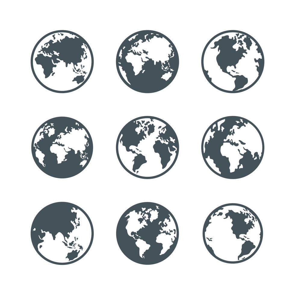 conjunto de icono de mapa mundial vector