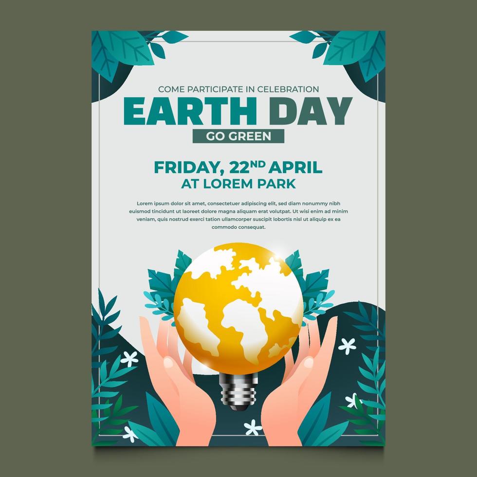 Earth Day Event Poster Template vector
