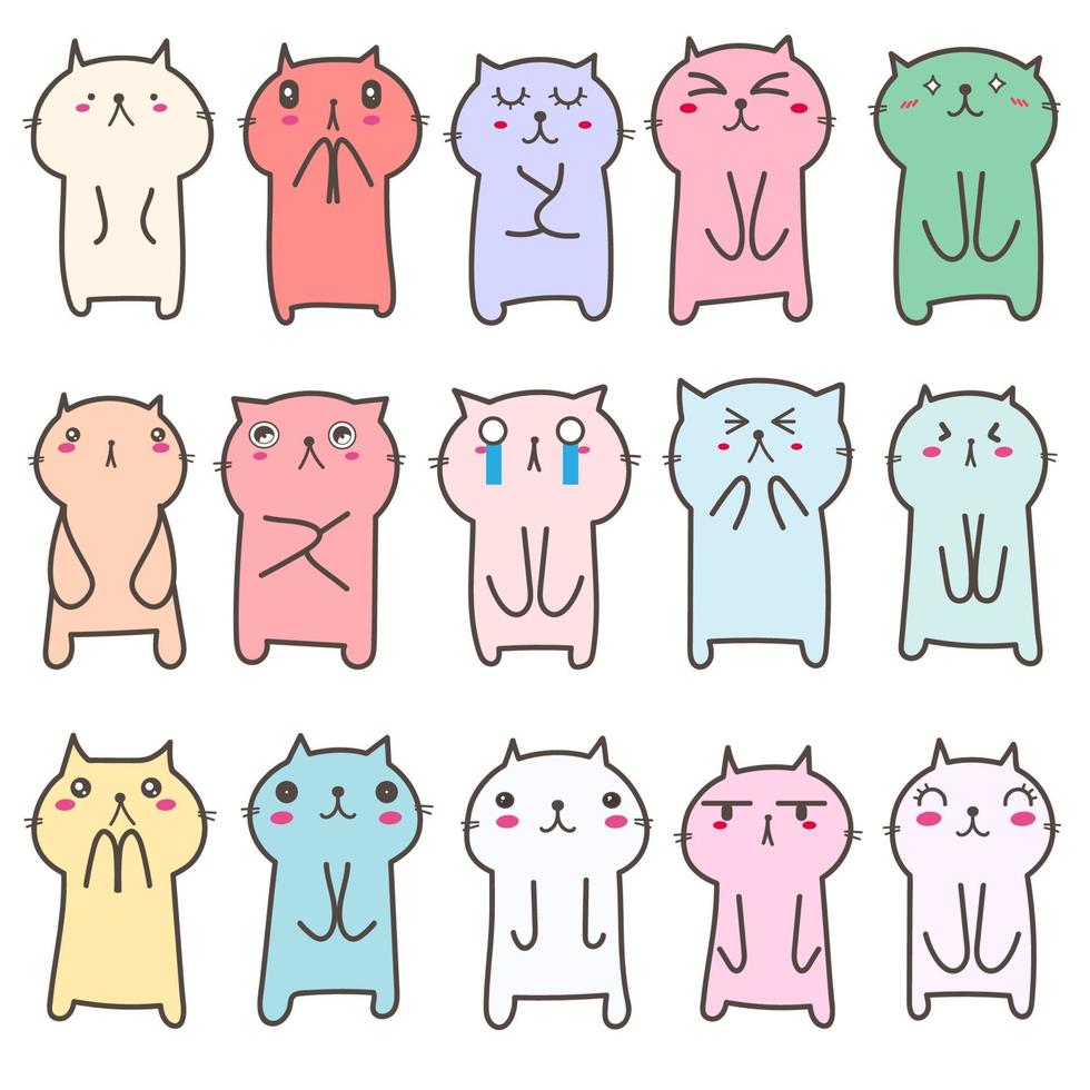 conjunto de diseño de personajes de gato lindo. ilustración vectorial vector