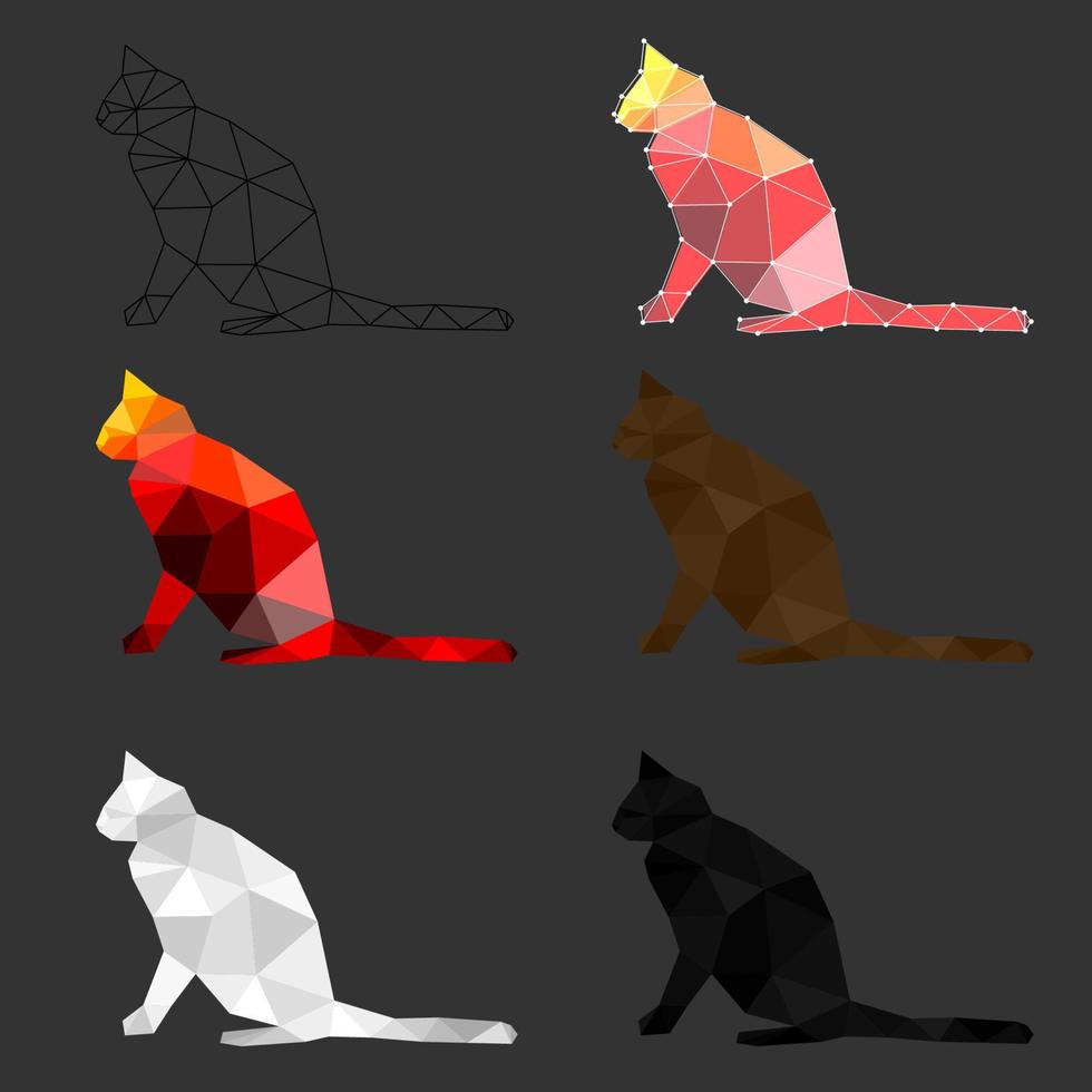 conjunto de gato polígono geométrico. ilustración vectorial vector