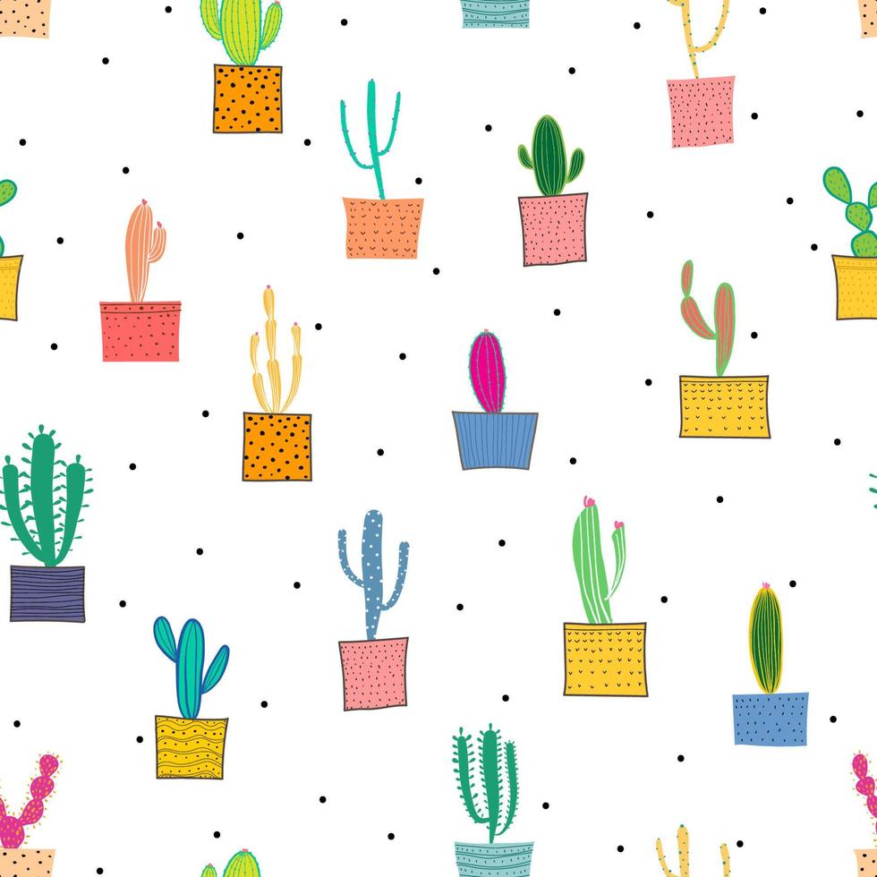 Cactus seamless pattern background. Vector illustration for fabric and gift wrap paper design.