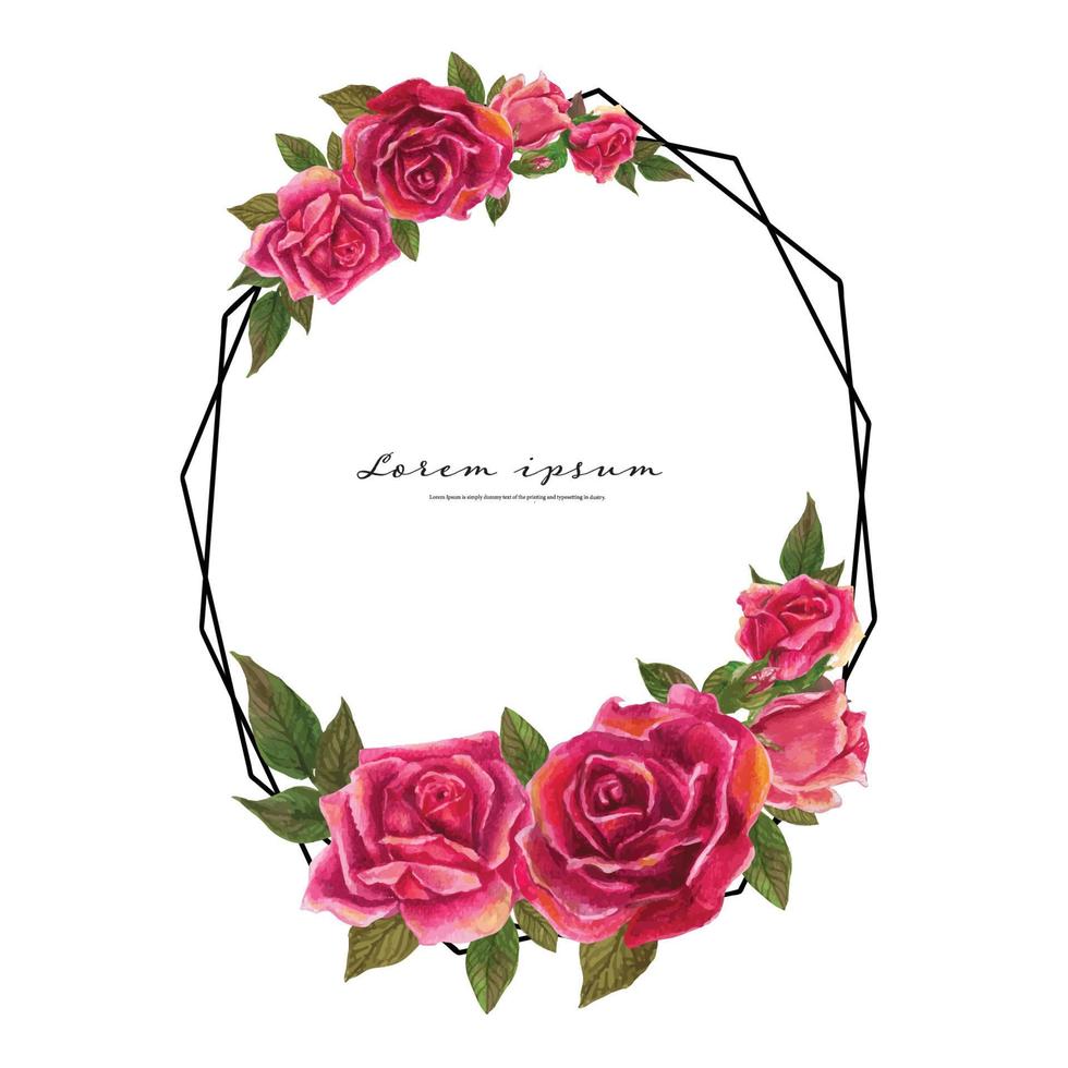 marco de acuarela rosa. ilustración de vector de guirnalda floral.