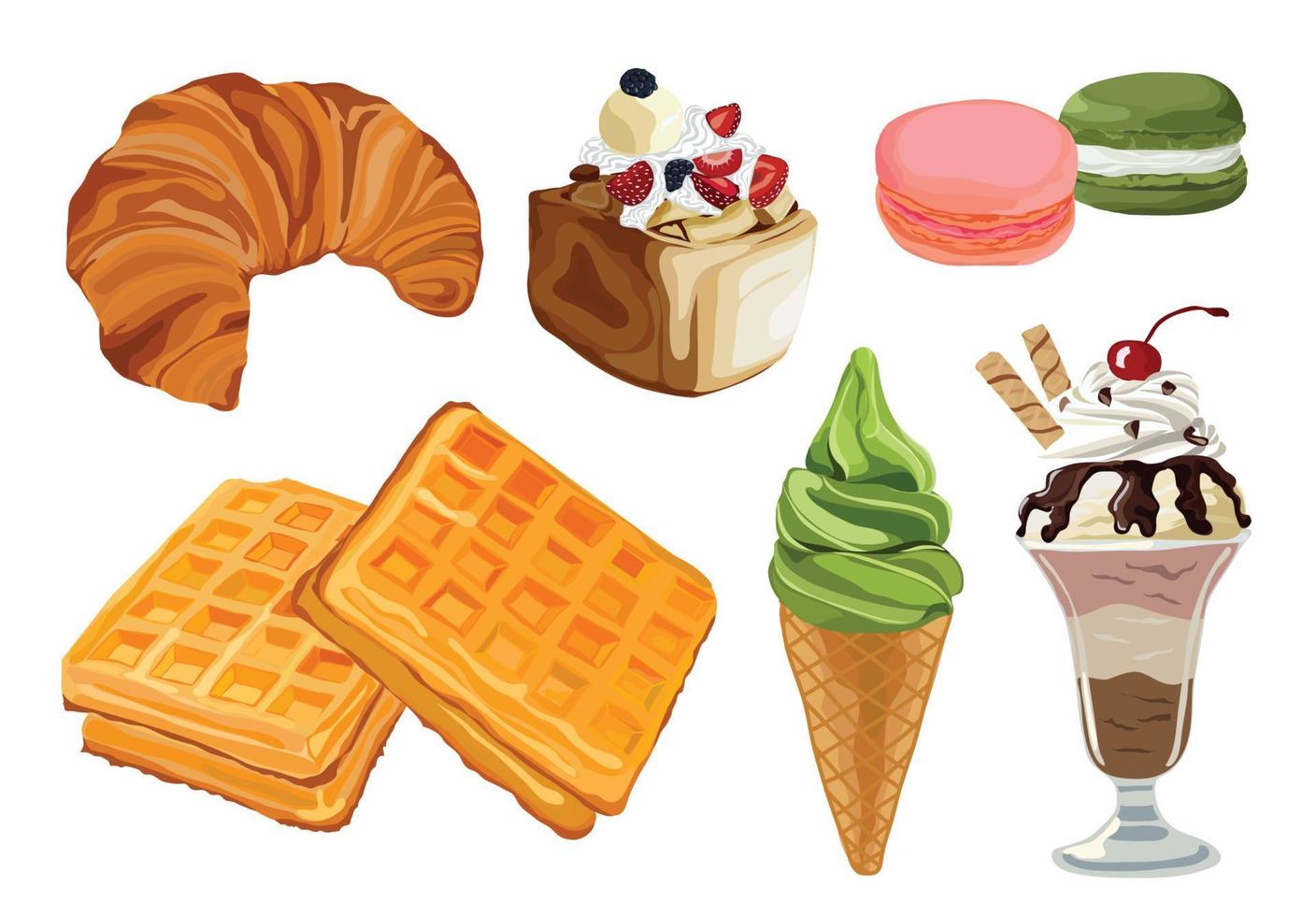 conjunto de coloridos dibujos animados de panadería y postre. ilustración vectorial vector