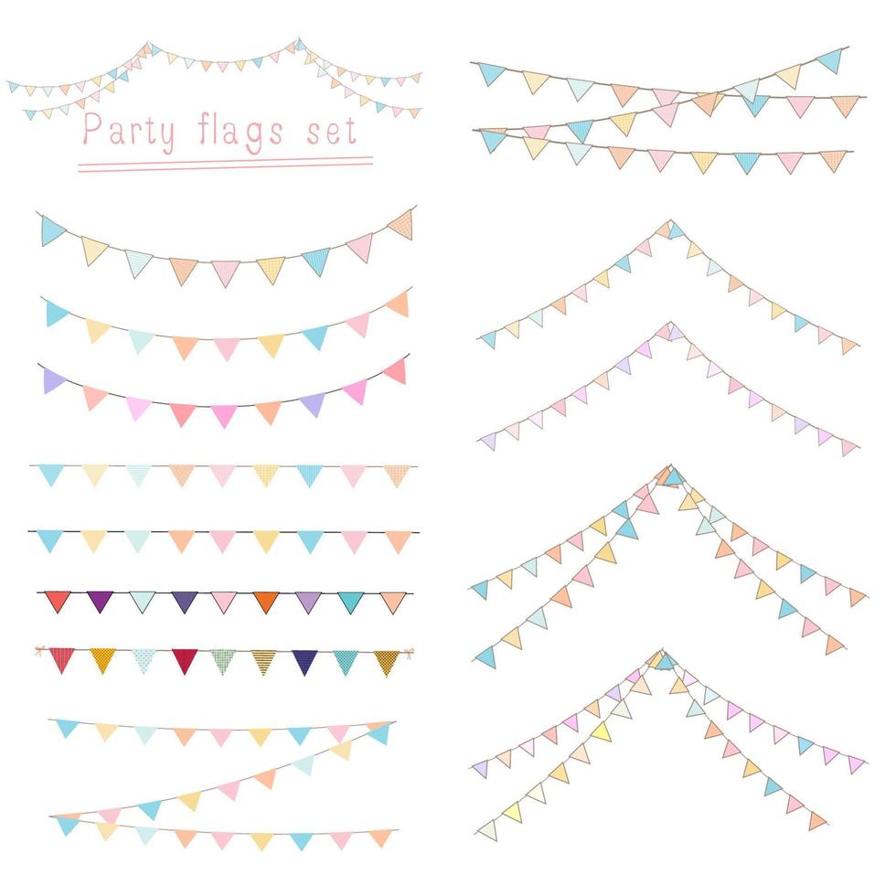 Party flags set isolated on white background. Vector illustration.