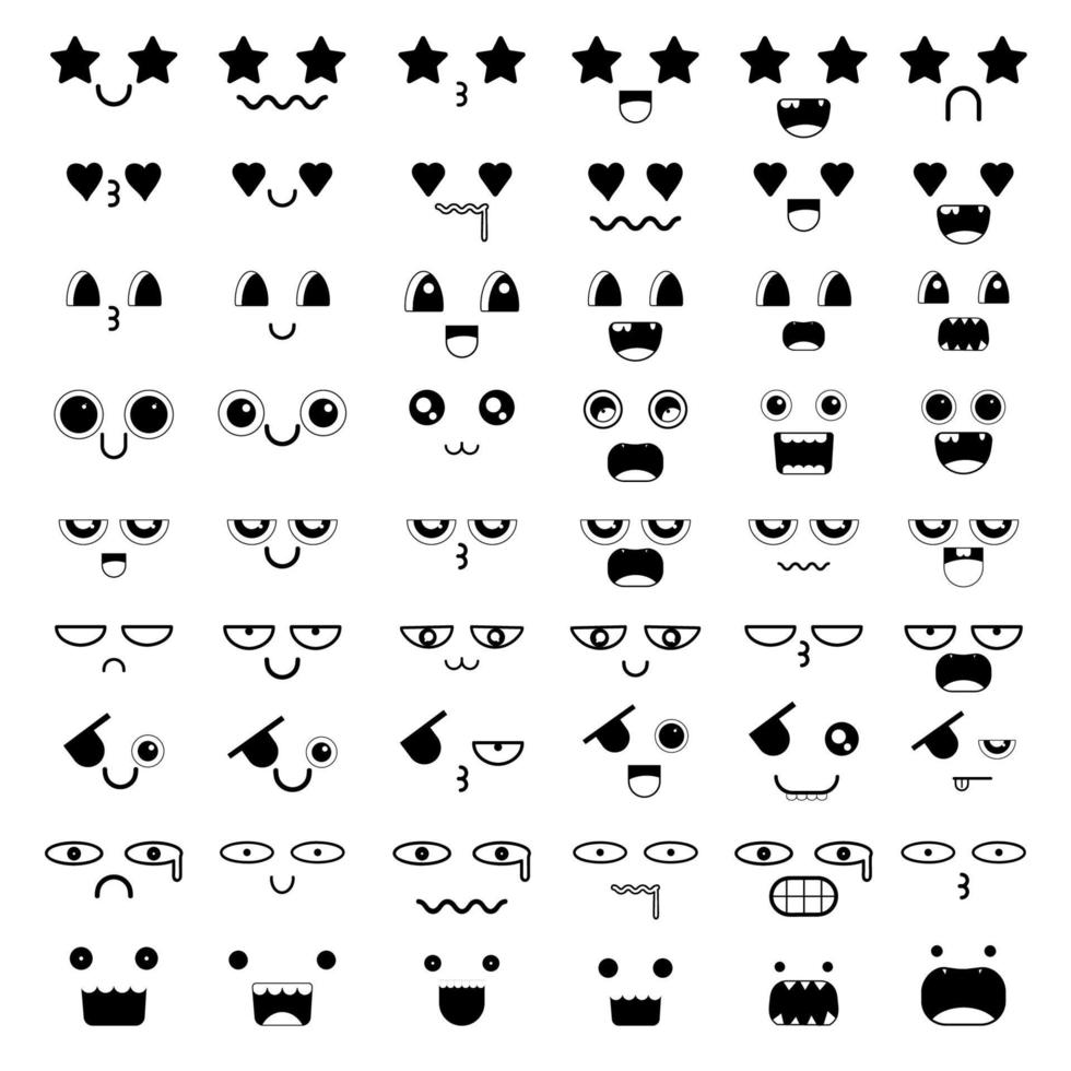 Set of kawaii face icon design. Vector illustration.