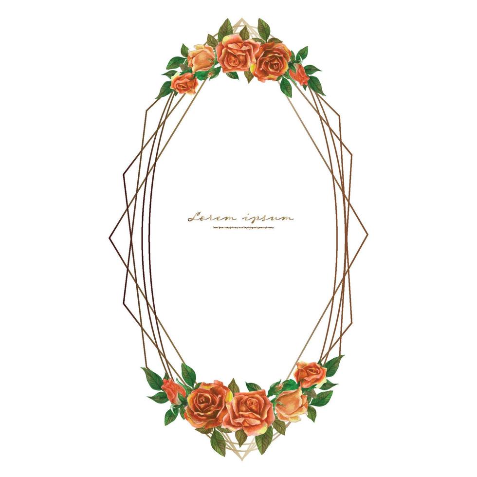 Rose watercolor frame. Floral wreath vector illustration.