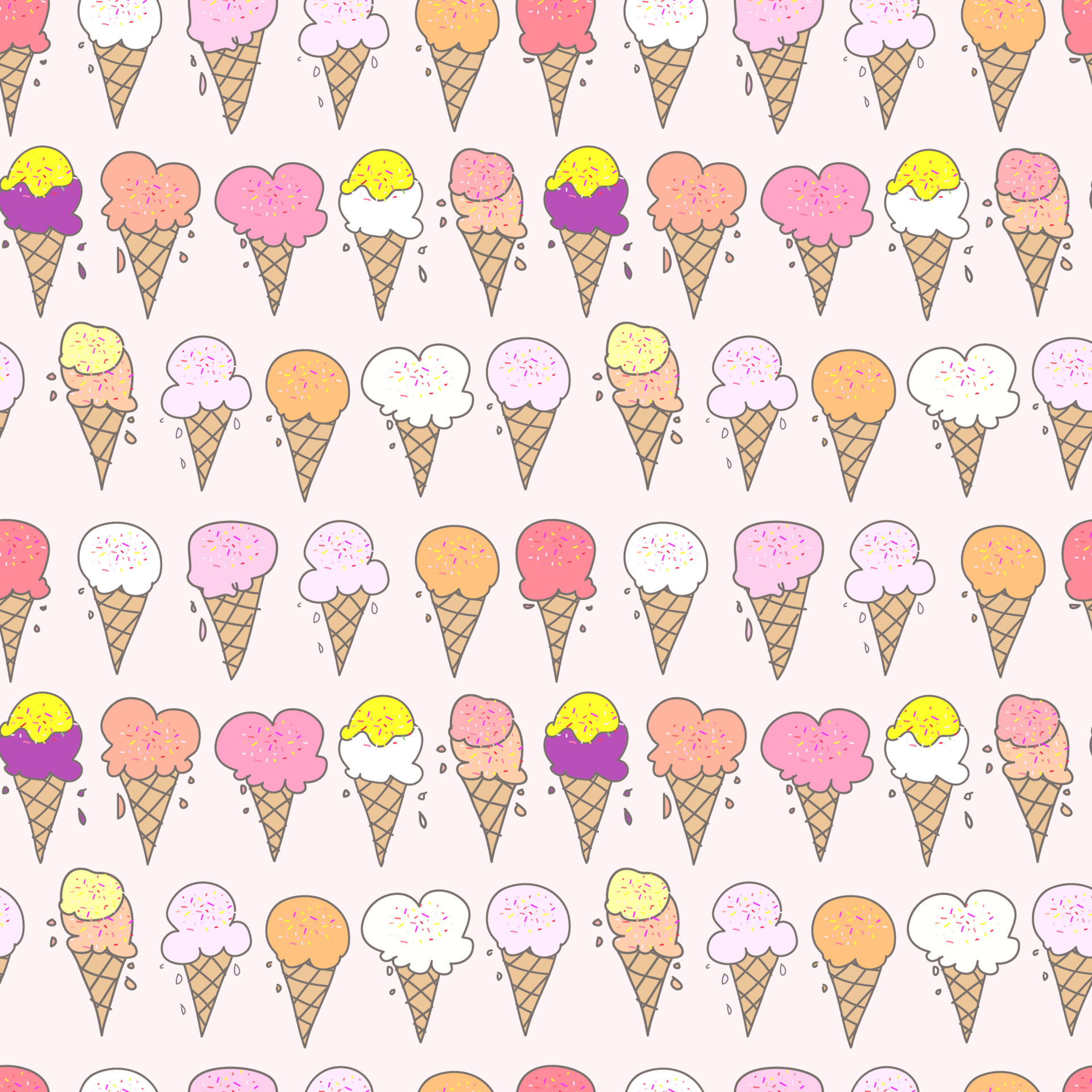 Cute ice cream seamless pattern background. Vector illustration ...