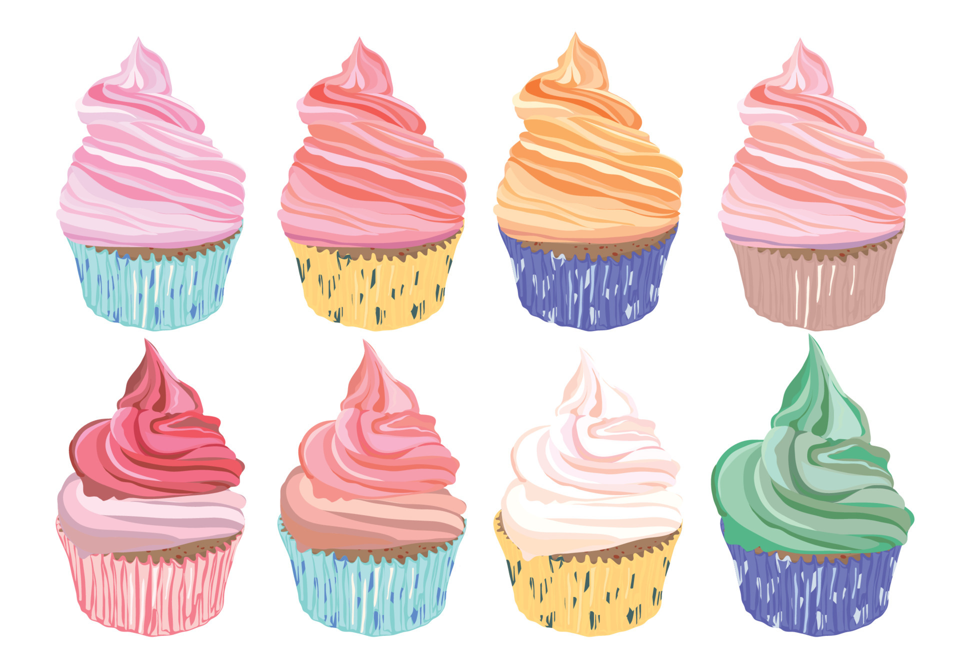 Set of colorful cartoon cupcake isolated for your design. Vector illustration. 6757297 Vector Art at Vecteezy Set of colorful cartoon cupcake isolated for your design. Vector illustration. 6757297 Vector Art at Vecteezy