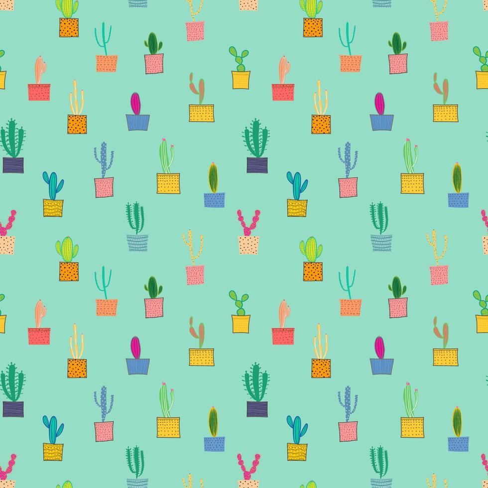 Cactus seamless pattern background. Vector illustration for fabric and gift wrap paper design.