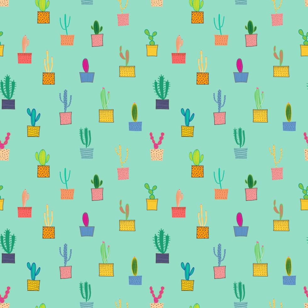 Cactus seamless pattern background. Vector illustration for fabric and gift wrap paper design.