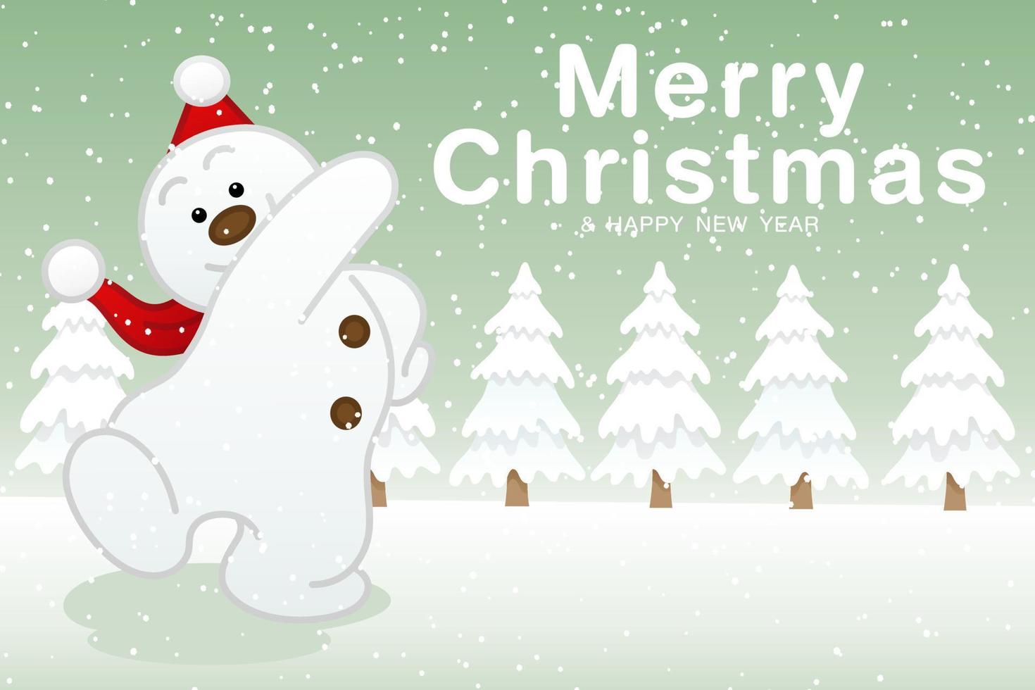 Illustration vector  Cute Snowman dancing on the snow