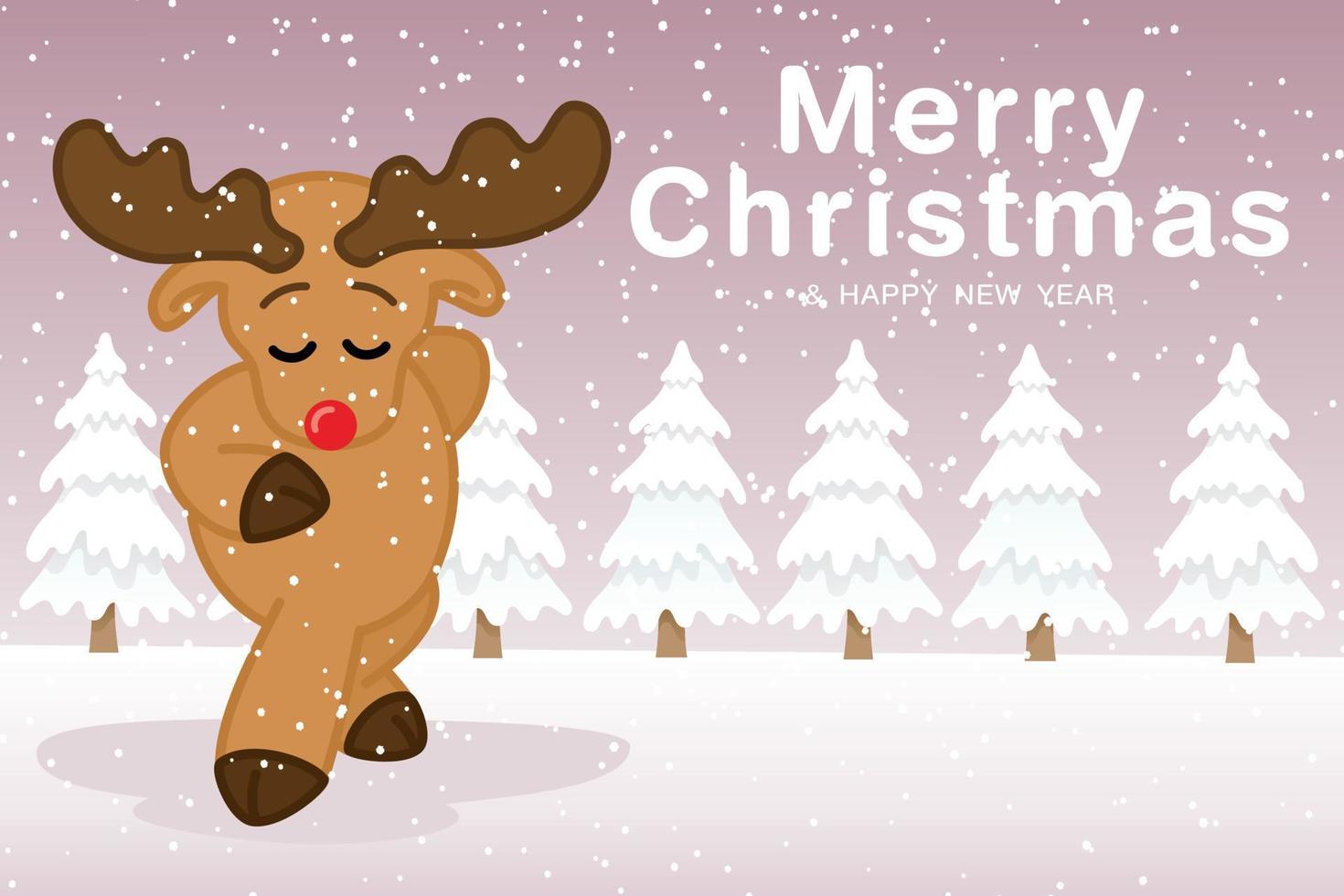 Illustration vector  Cute Reindeer dancing on the snow