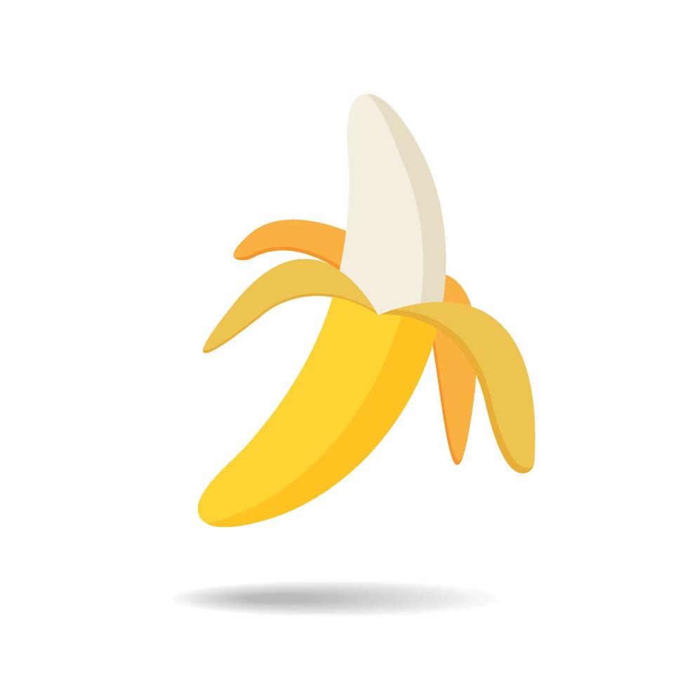 Vector illustration of half peeled banana isolated on a white background