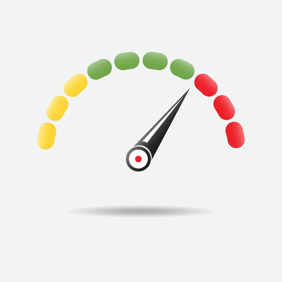 Speedometer or tachometer with arrow. Infographic gauge element. Template for download design. Colorful vector illustration in flat style.