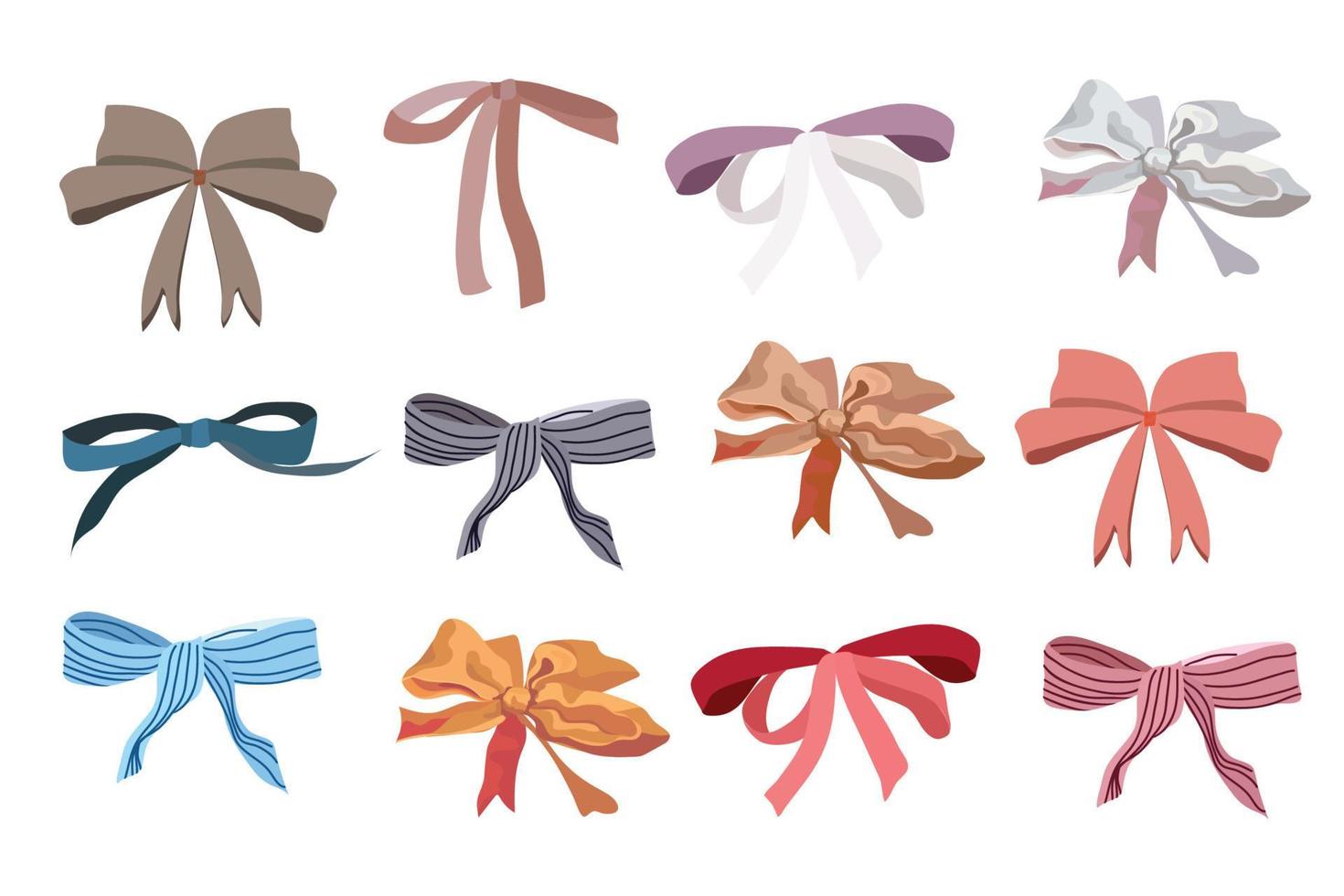 Colorful bow collection for design. Vector illustration.