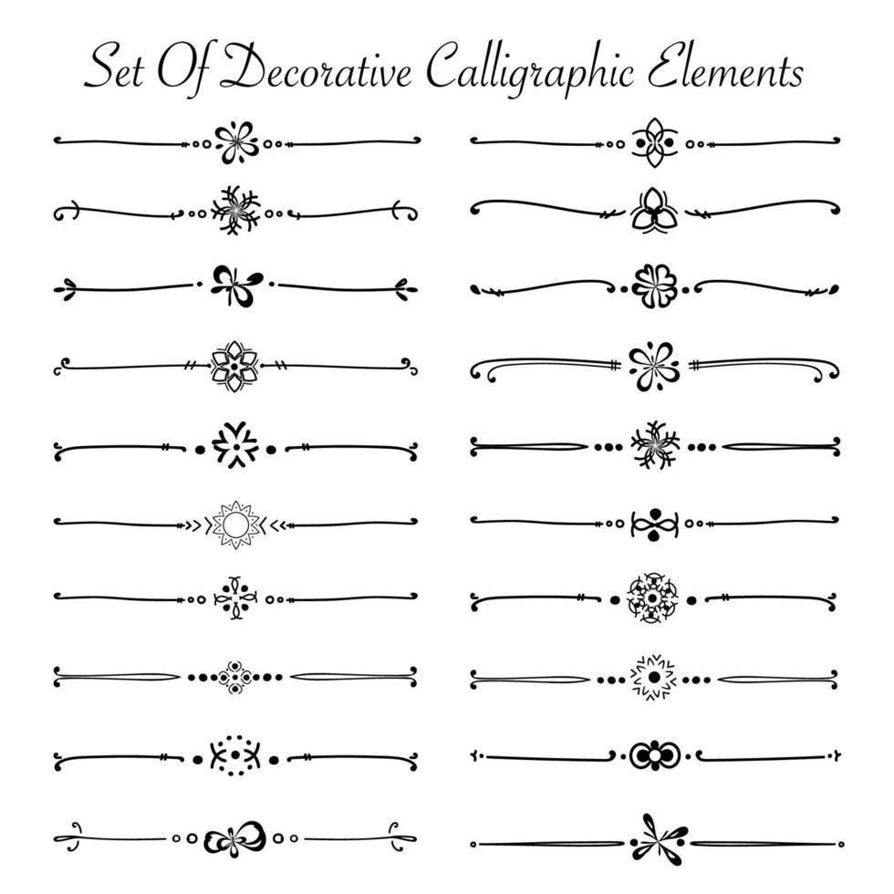 conjunto de elementos caligráficos decorativos para la decoración. ilustración vectorial hecha a mano. vector