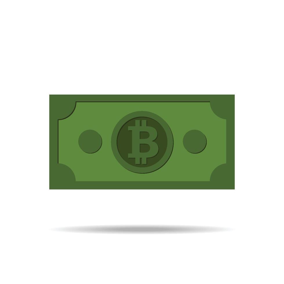 Currency icon. Banknotes with bitcoin sign flat vector icon