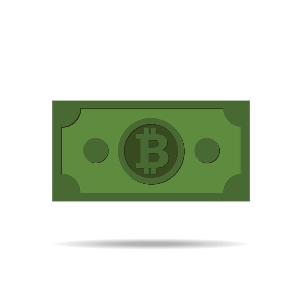 icono de moneda billetes con icono de vector plano de signo de bitcoin