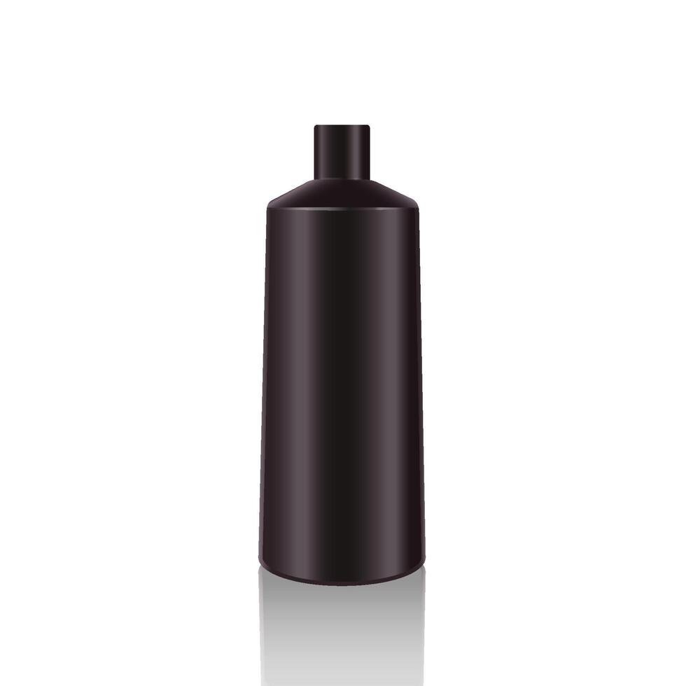 Cosmetic Bottles. Realistic Black Bottle For Essential Oil And Tube Or Container For Cream, Ointment, Lotion. Mock Up set. Cosmetic Vial, Flask, Dropper-Bottle, Shampoo. Vector Illustration.