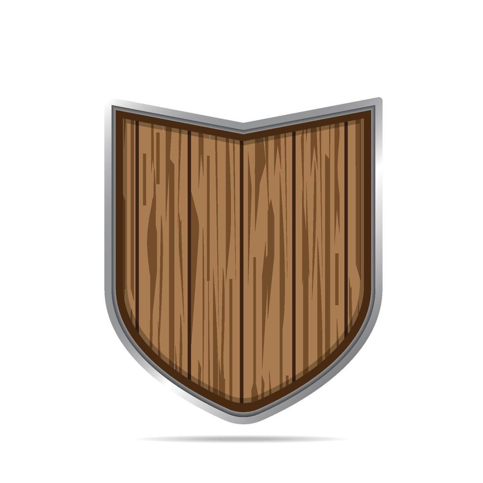 Oaken shield of the warrior with the metal studs on a blank background vector