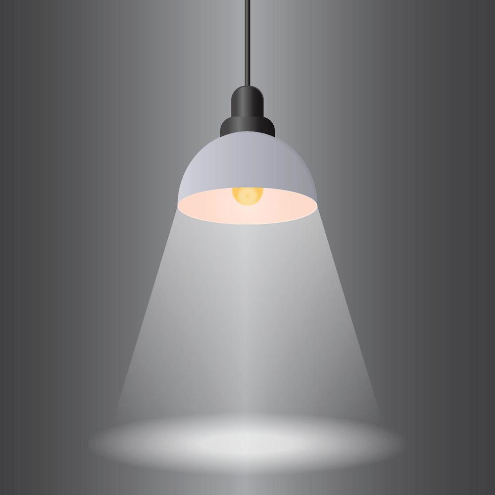 fondo gris ilustrado con lámpara de iluminación colgante gran espacio de habitación para su diseño abstracto vector